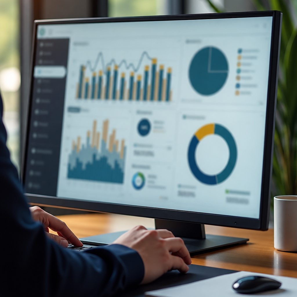 A project dashboard on a desk monitor